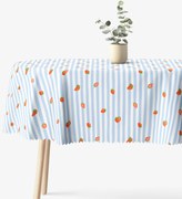 Goldea oválny teflónový obrus - modré prúžky s jahodami 120 x 160 cm