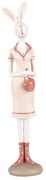 Dekorácia králičia žena v ružových šatách as kabelkou - 4*4*22 cm
