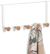 Zeller Present Háčik na dvere, 5 háčikov, biely kov, drevo