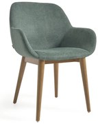 Zelené čalúnené jedálenské kreslo s podrúčkami Konna – Kave Home