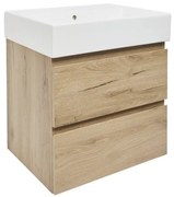 Kúpeľňová skrinka 2 zásuvky s umývadlom SAT B-Way 59x50x45 cm BWAY260OAKU2BI
