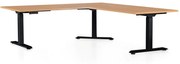 Výškovo nastaviteľný stôl OfficeTech Angle, 180 x 200 cm, čierna podnož, buk