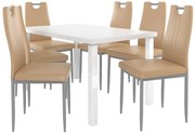 Jedálenský set 1 + 6 Belini biely / cappucino Roberto ROB/0/ZES/W/6C