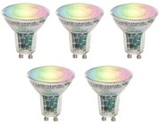 Sada 5 inteligentných GU10 LED žiaroviek Jasných RGBW 4,5W 350 lm 2700-6000K