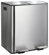 Oceľový odpadkový kôš 2x20 l na triedený odpad/nášľapný v matne striebornej farbe Aliya – Spirella