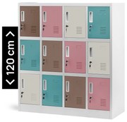 Kovová šatníková skriňa pre škôlky OLA, 1090 x 1200 x 450 mm, šedo-pastelová