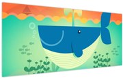 Obraz - Veselá veľryba v mori (120x50 cm)