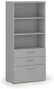 Kancelárska skriňa s kombinovanými zásuvkami PRIMO GRAY, 800 x 420 x 1781 mm, sivá