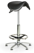 Pracovná stolička PUR, vysoká, sedák v tvare sedla, klzáky