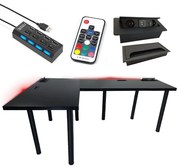 Písací Stôl Roh. Top Čierna 180x120x3,6 Model 3