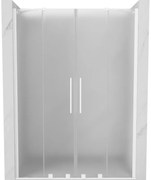 Mexen Velar Duo, posuvné sprchové dvere do otvoru 140 cm, 8mm sklo námraza, biela matná, 871-140-000-32-20