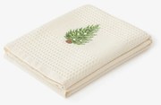 Goldea vianočná kuchynská vaflová utierka s výšivkou - stromček na krémovom 50 x 70 cm