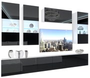 Obývacia stena Belini Premium Full Version čierny lesk + LED osvetlenie Nexum 80