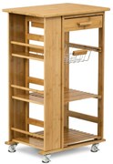 Bambusový servírovací stolík/policový regál na kolieskach, 50 x 37 x 83 cm