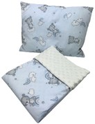 INTERMEDIC SK Set Intermedic do kočíka Macko - modrá/minky krémová 100x75/40x30 cm