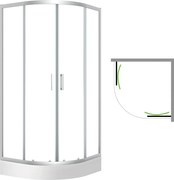 Laveo Štvrťkruhový sprchový kút Desna 90x90 cm - JKDD096Z, chróm + vanička