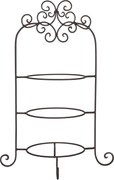 Hnedý kovový ozdobný stojan na taniere trojposchodový - 36 * 28 * 54 cm