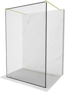 Mexen Kioto, sprchová zástena Walk-In 100 x 200 cm, 8mm sklo čierny vzor, zlatý matný profil, 800-100-002-55-70