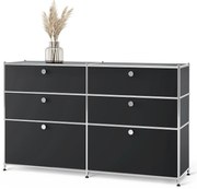 Kovová komoda »CN3« so 6 zásuvkami, čierna