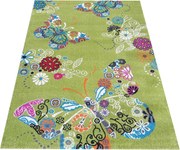 DY Detský zelený koberec s motýľmi Bella 114 Rozmer: 120x170 cm