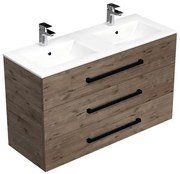 Kúpeľňová skrinka s čiernou úchytkou a umývadlom SAT Cube Way 120x76,5x46 cm dub Wellington mat CUBE46C1203DWMOD