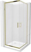Mexen Rio štvorcová sprchová kabína 70 x 70 cm, inovať, zlatá + závesný bidet Flat, biela- 860-070-070-50-30-4010G