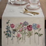 GOBELÍNOVÝ BEHÚŇ NA STÔL NATUR 50X110 CM KVETY