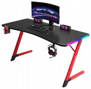 Čierno-červený herný stôl, PC stôl s LED osvetlením RGB Šírka: 120 cm