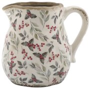 Béžový baňatý keramický džbán s cezmínou Holly - 13*16*15,5 cm