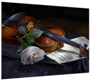 Obraz - Ruže a husle (70x50 cm)