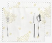 Goldea vianočné prestieranie na stôl teflónové - zlaté vianočné stromčeky a hviezdičky - sada 2ks 30 x 40 cm