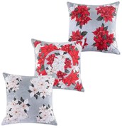 Súprava 3 ks obliečok na vankúšiky POINSETTIA 45 x 45 cm