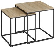 Set dvoch štvorcových konferenčných stolíkov - dub sonoma (čierne nohy)