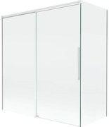 Mexen Rox, 2-krídlová posuvná vaňová zástena 150 + 70 x 150 cm, 8mm číre sklo, biely profil, 8C9-150-070-20-00