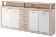 Komoda Lenita XXL (dub sonoma + biela). Akcia -24%. Vlastná spoľahlivá doprava až k Vám domov. 1041907