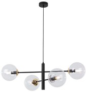 Závesne svietidlo Paris, 4x transparentné sklenené tienidlo, B/G