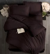 Obliečky bavlnený satén exclusive Modern tmavo hnedá 200x140cm+90x70cm TiaHome