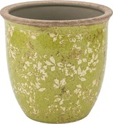 Zelený keramický obal na kvetináč Rustic Wild Herb L - Ø 17*17 cm