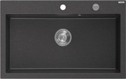 Mexen Elix granitový drez s 1 komorou 800 x 500 mm, čierny s bodkami, chrómový sifón - 6527801005-76