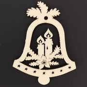 AMADEA Drevená ozdoba zvonček so sviečkami 9 cm