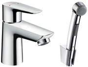 Hansgrohe Talis E, umývadlová batéria s ručnou sprchou Bidette a sprchovou hadicou 160 cm, chrómová, HAN-71729000