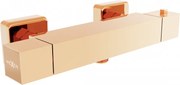 Mexen Cube, termostatická sprchová batéria so spodným 1/2" pripojením sprchy, ružové zlato, 77200-60
