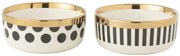 Set 2ks bielo-čierna miska so zlatými detailmi Hollywood - Ø 14*6 cm