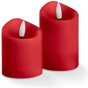 Sviečky z pravého vosku s LED, 2 ks, červené
