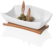 Biela porcelánovo-bambusová servírovacia misa Hors D'Oeuvre – Brandani