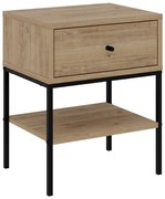 Nočný stolík v dekore duba s poličkami v prírodnej farbe Lisa – Marckeric