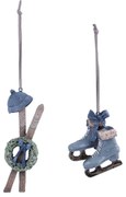 Súprava 2 závesných ozdôb s korčulami a lyžami Ego Dekor
