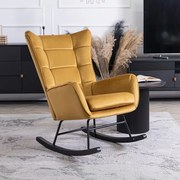 Dizajnové hojdacie kreslo Bergen horčicová velúr