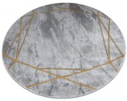 Koberec EMERALD exkluzívny 1022 kruh - glamour, marmur, geometrický sivý/zlatý