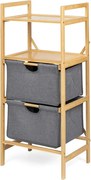 Noela Bambusový regál s 2 látkovými šuplíkmi BASKET URBAN šedý